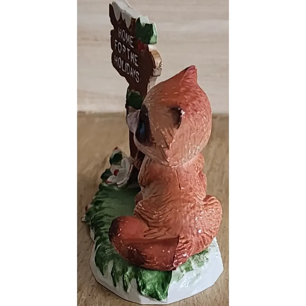 Vintage Home For The Holidays Raccoon Couple Plastic Figurine Hong Kong See Desc